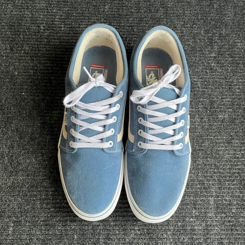 Vans Old Skool Skate Shoes Mens 13 Blue Suede Canvas Low Top popcush Sneakers